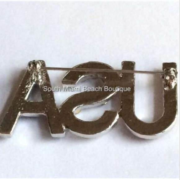 Silver USA Flag Pin Brooch Crystal Patriotic US - Picture 6 of 8